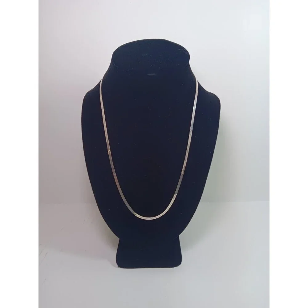Italy 925 Sterling Silver Herringbone Chain Necklace Vintage Signed 9